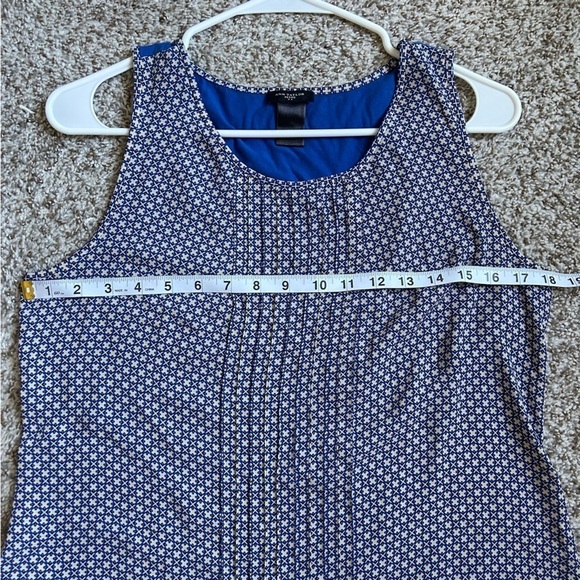 🦋 Ann Taylor Factory Petite Sleeveless Blue Checkered Blouse Summer Casual MP - Picture 6 of 6
